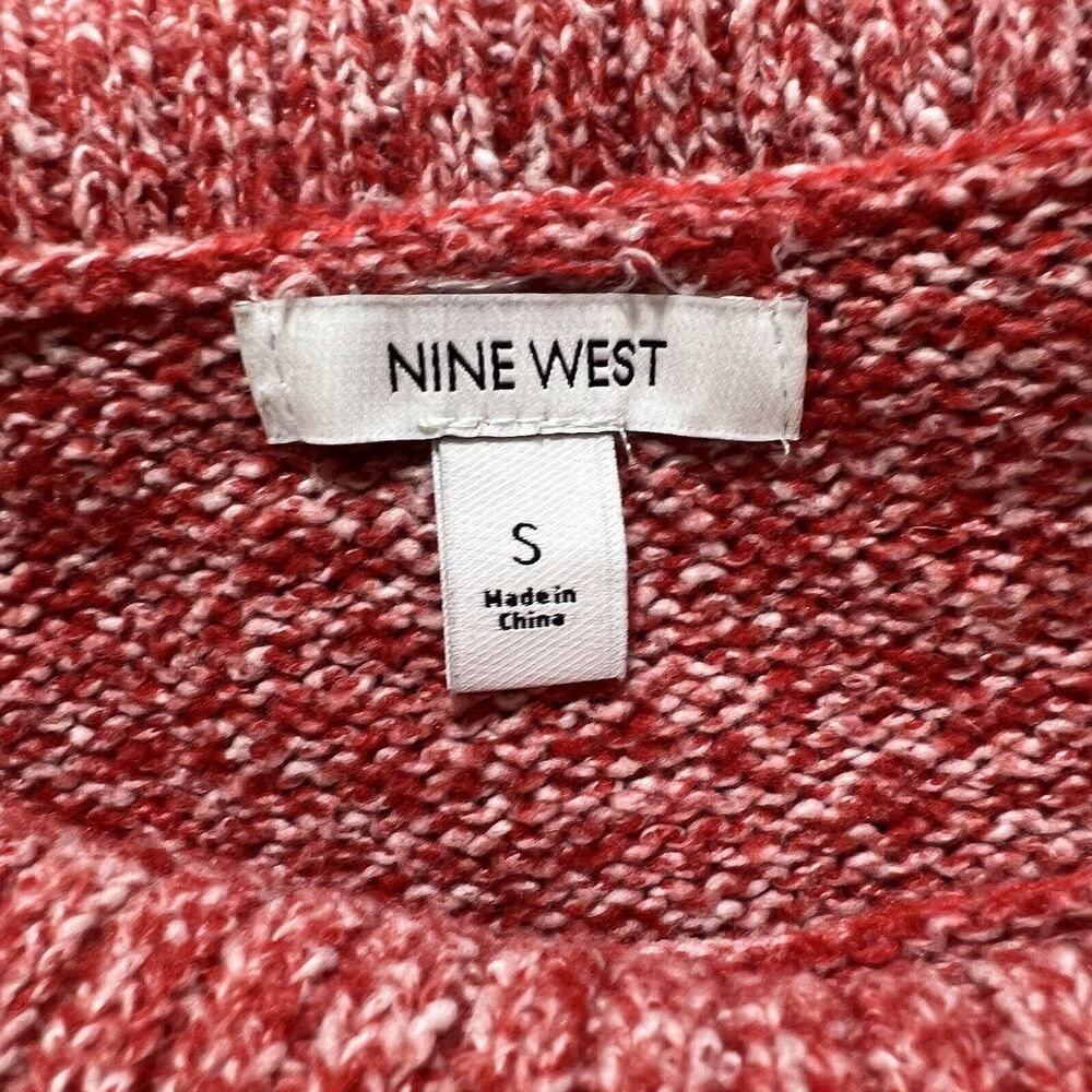 Nine West Women's Small Marled Red Turtle Neck Sweater Knit Pullover Top - Picture 2 of 12